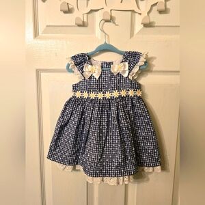 Bonnie Baby Size 6-9M Blue and White Gingham Dress